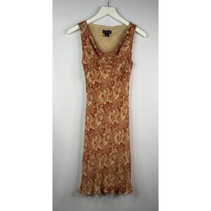 Vintage Ann Taylor 100% Silk Slip Dress Womens Sz 2 Paisley Cowl Neck 90’s Y2K